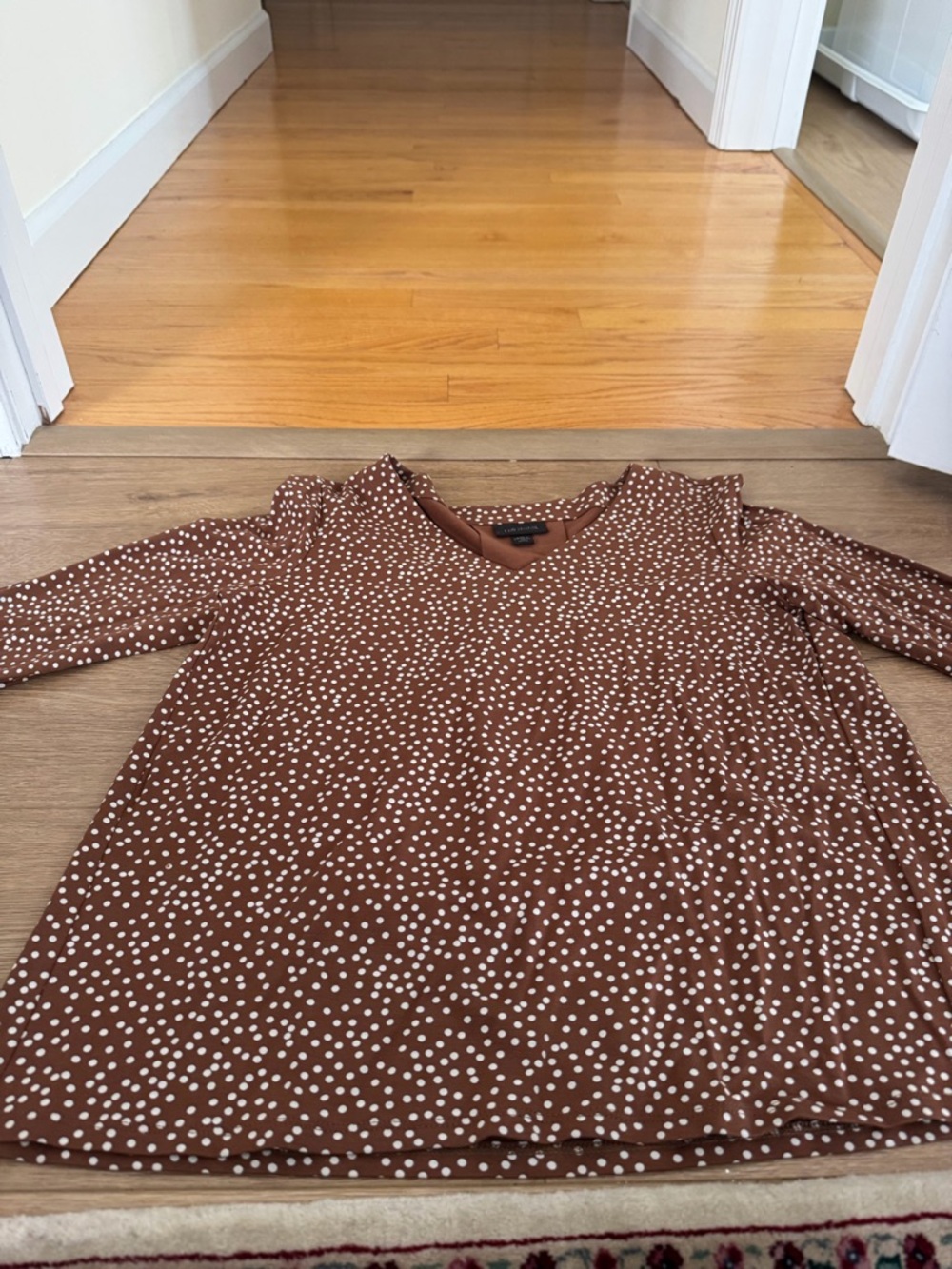 J. Jill Brown Polka Dot V-Neck Blouse